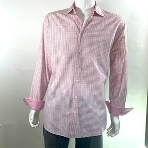 BUGATCHI XXL mens long sleeve pink/white checked bttn down shirt. Make an offer!
